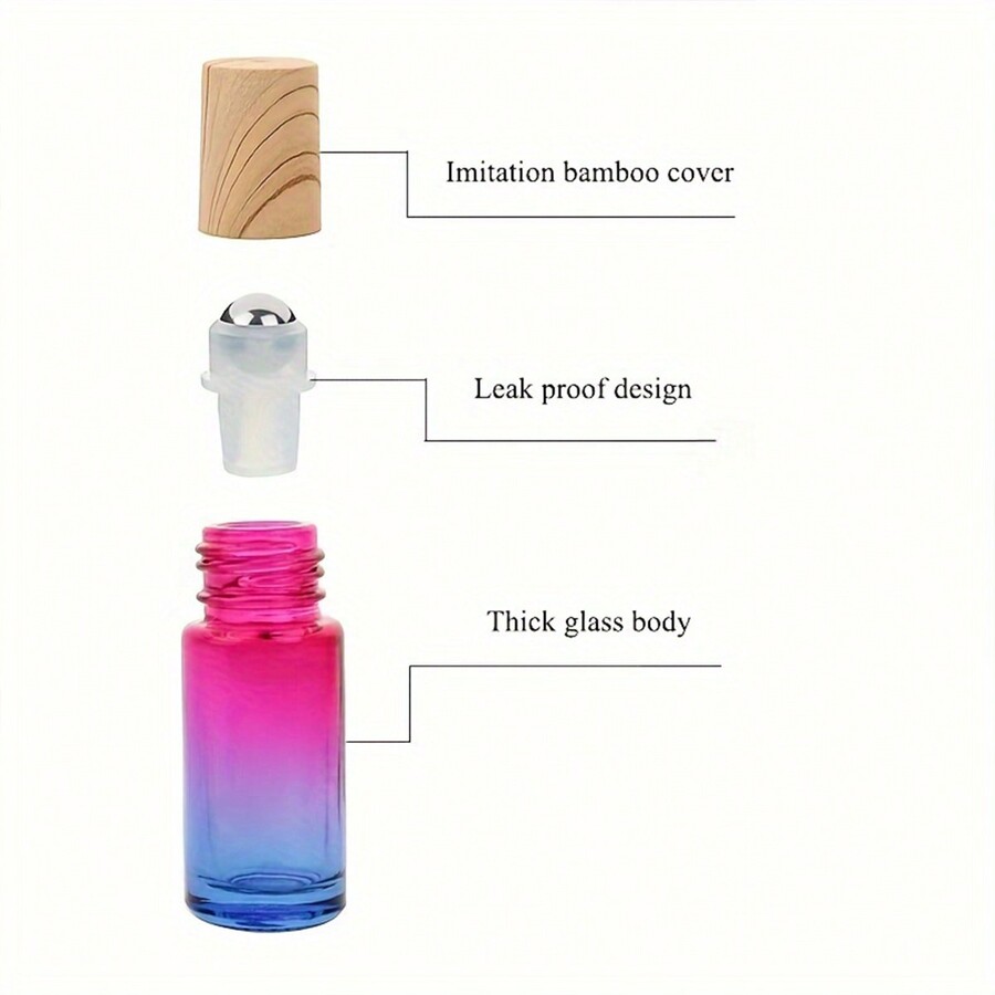 5ml Thick Glass Gradient Color Refillable RollOn Bottles With Steel