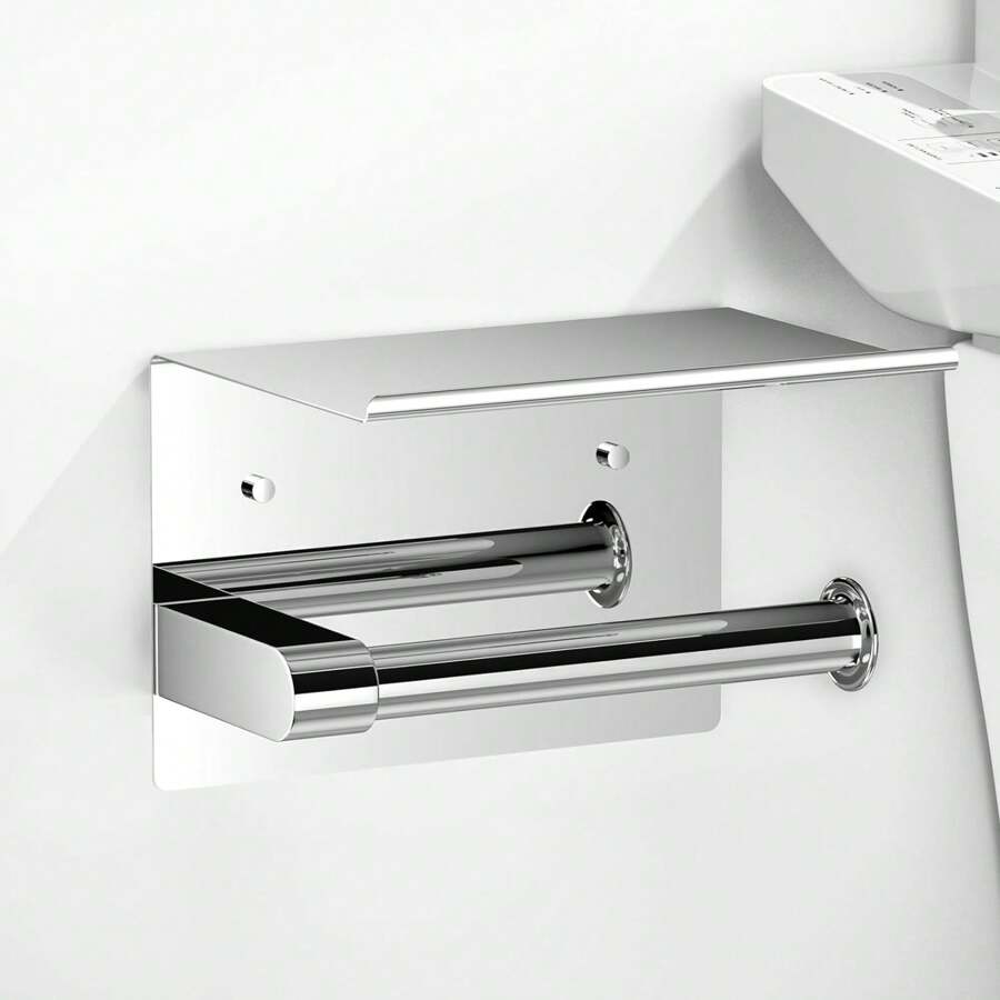 Toilet Creative Toilet Paper Holder Bright Color Non-Perforated Roll Paper Holder Bathroom Stainless Steel Mobile Phone Paper Towel Holder Bathroom Decor Fall Decor