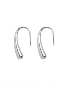 2 件简约泪珠耳环挂钩，不锈钢日常时尚百搭女士耳环