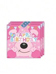 20 件粉色派对餐巾、动物蓝狗主题派对用品、派对装饰品、一次性纸巾、生日派对装饰 - 彩色 - 查看 12