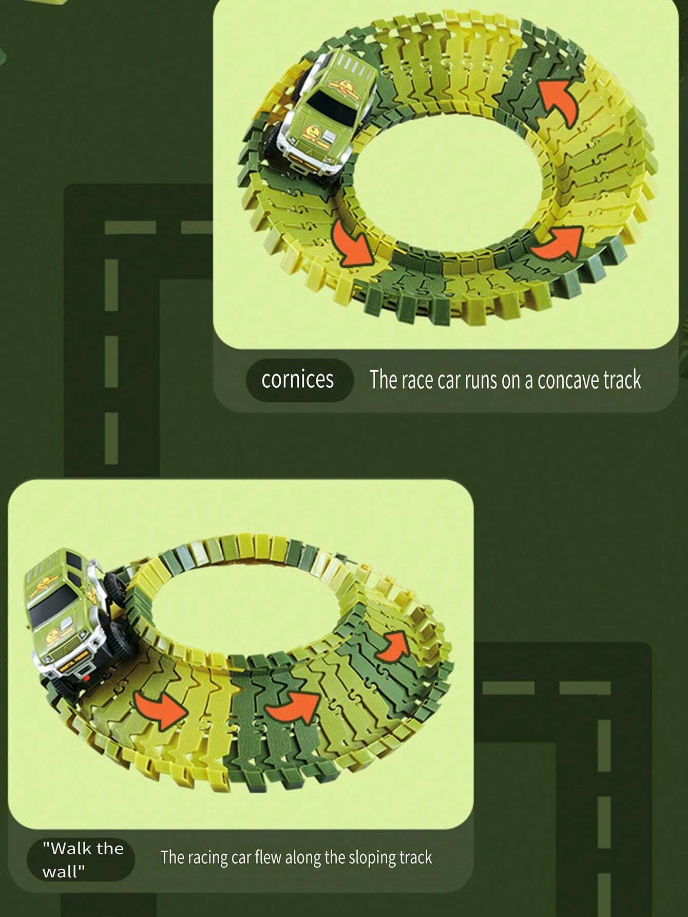 Dinosaur Electric Modular Track Toy, Transformable Playset DIY