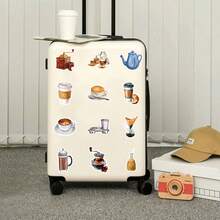 54 张/包可爱咖啡主题卡通贴纸，适用于剪贴簿、封口、文具、信封、吉他、乐器、圣诞节、青少年派对和奖励的美学标签 - 黑色 - 查看 6