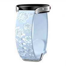 Curea de ceas sport din silicon moale, 20 mm, cu model floral sculptat, compatibilă cu Samsung Galaxy Watch 7, 6, 5, 4, 40 mm, 44 mm, 5 Pro, 6 Classic, 47 mm, Watch 4 Classic, Active 2, potrivită pentru bărbați și femei (ceasul nu este inclus)