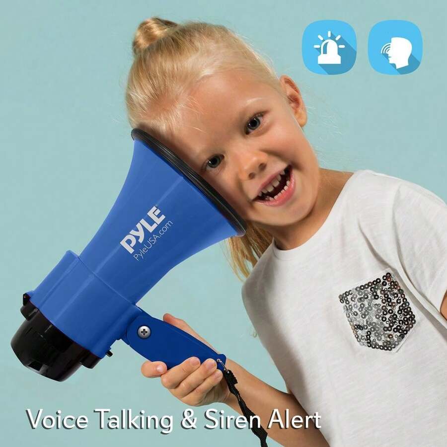 PYLE Compact & Portable Megaphone Speaker With Siren Alarm Mode & Adjustable Volume, Battery