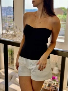 SUMMER STRAP-ON BLOUSE KNITTED MODAL NEW COLLECTION - Black - View 1