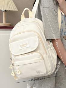 Mochila funcional minimalista para mujeres, adecuada para el transporte diario y los viajes - Blanco - Ver 2