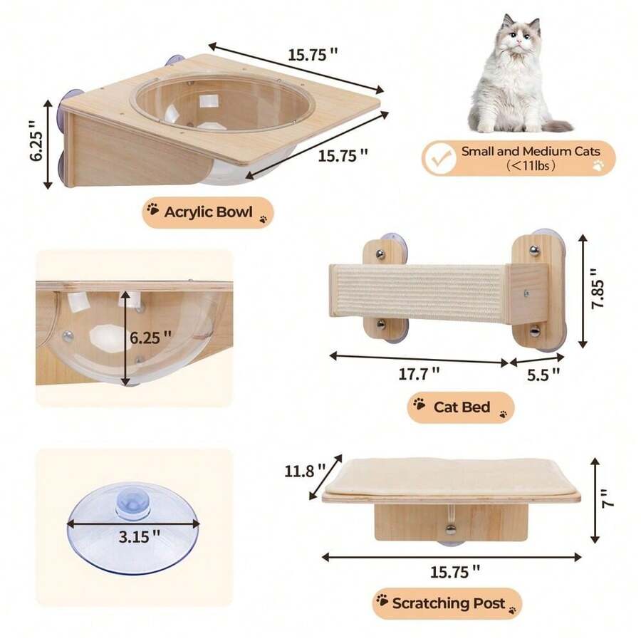 COZIWOW 3PCS Wooden Cat Wall Shelves Wall Mounted Cat Perches Jumping