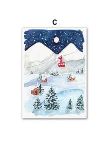 1 pezzo Quadro su tela con dipinto di regalo invernale natalizio, di un camino, motivi scandinavi, per decorazione della parete del soggiorno senza cornice