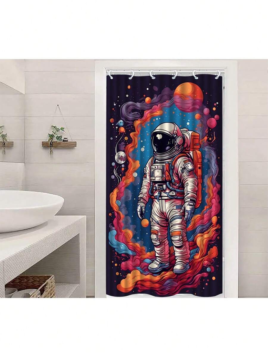1pc Astronaut Digital Printing Polyester Waterproof Bathroom Shower