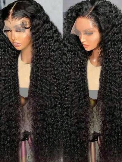 Water Wave 13x4 Lace Front Wigs Cabelo Humano Pré-arrancado 180% Densidade Brasileira Molhada e Ondulada Perucas Transparentes Lace Frontal Peruca de Cabelo Humano para Mulheres Peruca Ondulada Encaracolada com Cabelo de Bebê Cor Natural