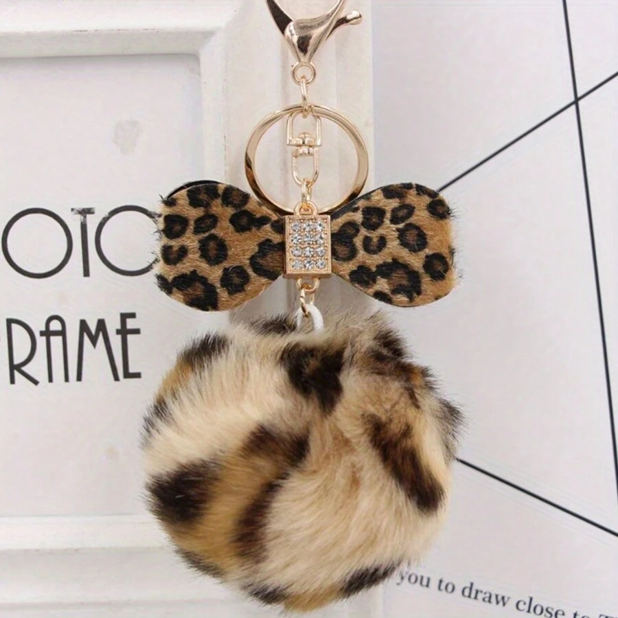 1 buah Gantungan Kunci Pita dengan Liontin, Aksesori Gantungan Kunci Fashion Lucu dan Lembut untuk Wanita, Dapat Digantung di Ransel, Mobil, Dompet untuk Dekorasi, Cocok untuk Anak Perempuan, Motif Leopard, Hadiah Natal, Hadiah Thanksgiving, Gaya Retro Y2K - MultiWarna - View 1