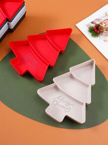 1 pieza Plato de fruta con forma de tronco de árbol de Navidad, plato con forma de árbol de Navidad, plato con forma de árbol de Navidad, bandeja dividida de plástico con forma de árbol de Navidad para aperitivos y servir - Multicolor - Ver 2