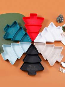 1 pieza Plato de fruta con forma de tronco de árbol de Navidad, plato con forma de árbol de Navidad, plato con forma de árbol de Navidad, bandeja dividida de plástico con forma de árbol de Navidad para aperitivos y servir - Multicolor - Ver 1