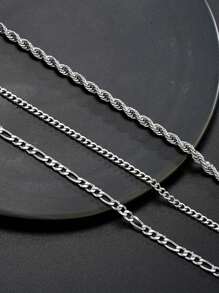 6pcs/7pcs Minimalist Stainless Steel Chain Bracelet Set For Men, Fashionable For Commute, Casual Daily Wear