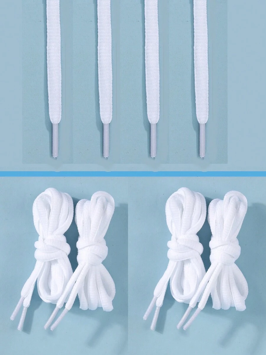 2 Cặp Dây Giày Tròn, Dây Giày Thời Trang Phù Hợp Với Nhiều Loại Giày, Đa Năng Cho Giày Thể Thao, Giày Bốt Và Các Loại Giày Cao Cấp Khác - trắng - Xem 1