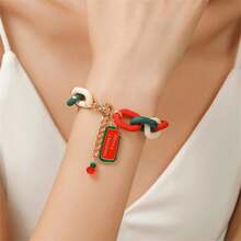 1 件圣诞手链红色绿色亚克力手链雪花铃铛手工圣诞礼物珠宝，时尚多层圣诞树吊坠女士亚克力手链，圣诞礼物 - 多色 - 查看 12