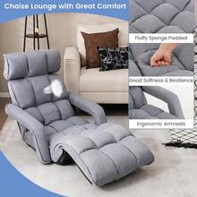 Giantex Foldable Lazy Sofa Bed, 6-Position Adjustable Floor Chair Chaise Lounge With Armrest And Footrest, Padded Gaming Recline - 預設 - 查看 6