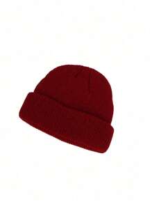 1 Pc Unisex Solid Knitted Beanie Cap, Y2K Style Knit Hat, Warm & Versatile For Skiing, Outdoor, Winter, Casual - Knitted Hat - View 5