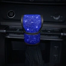 1 pieza Funda universal de palanca de cambios PU con decoración de diamantes de imitación de cristal, elegante funda antipolvo para pomo de cambios de interior de automóvil, accesorio de vehículo de moda - Unitalla - Ver 20