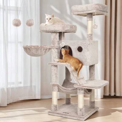 Feandrea Arbre à Chat, Tour de Jeux, Grand, Doux, Marrón y Blanco Ombré