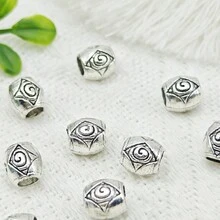 10 件 24 款复古银色锌合金孔径 5 毫米/3 毫米/1 毫米圆形/方形/爪形隔珠适用于 DIY 珠宝制作 - 10個24款仿舊銀色鋅合金隔離珠 - 查看 16