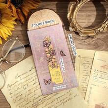 1pc Metal Hollow Bookmark Retro Fantasy Butterfly Flowers Asymmetric Reading Mark Bookmark Stationery Supplies For Gift Birthday Friends Club Book Lover Readers Office - one-size - View 2