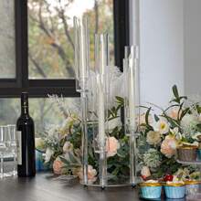 1pcs Elegant Clear Acrylic Candelabra Centerpieces,5-Arm Design With Shades, Perfect For Weddings Special Occasions, Durable, Lightweight, Fits 0.8" LED Candles (Candles Not Included),Candle Holders For  Party, Ceremony, Anniversary,Room Decor,Home Mother's Day Decoration - trong suốt - Xem 9
