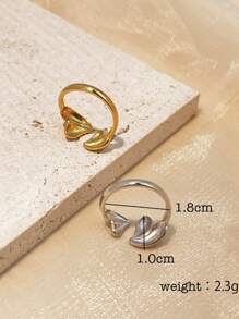 1pc Women's Minimalist Fashion Heart-Shaped Open Ring, 18K Gold Plated Stainless Steel, Stylish Design, Valentine's Gift Valentines