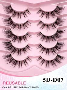 5 对透明带状睫毛蓬松自然纤细丝滑睫毛假睫毛化妆延长假睫毛 - 自然纖長款 - 查看 5