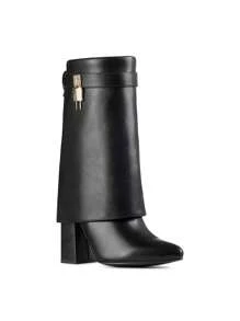 WEIDE Botas de tacón alto para mujer – Botines negros de invierno con puntera puntiaguda y diseño de caña, cómodos y a la moda para salidas y actividades al aire libre - Negro - Ver 5