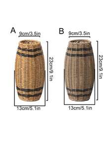 1 件手工编织花瓶仿藤干花瓶植物架婚礼生日派对桌面装饰家居装饰品 - 彩色 - 查看 4