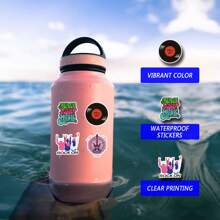 50pcs Reusable Rock & Roll Sticker Set, Vibrant Graffiti Stickers For Water Bottles, Laptops, Skateboards, Suitable For Diaries, Scrapbooks, Party Supplies, Great For Winter, New Year