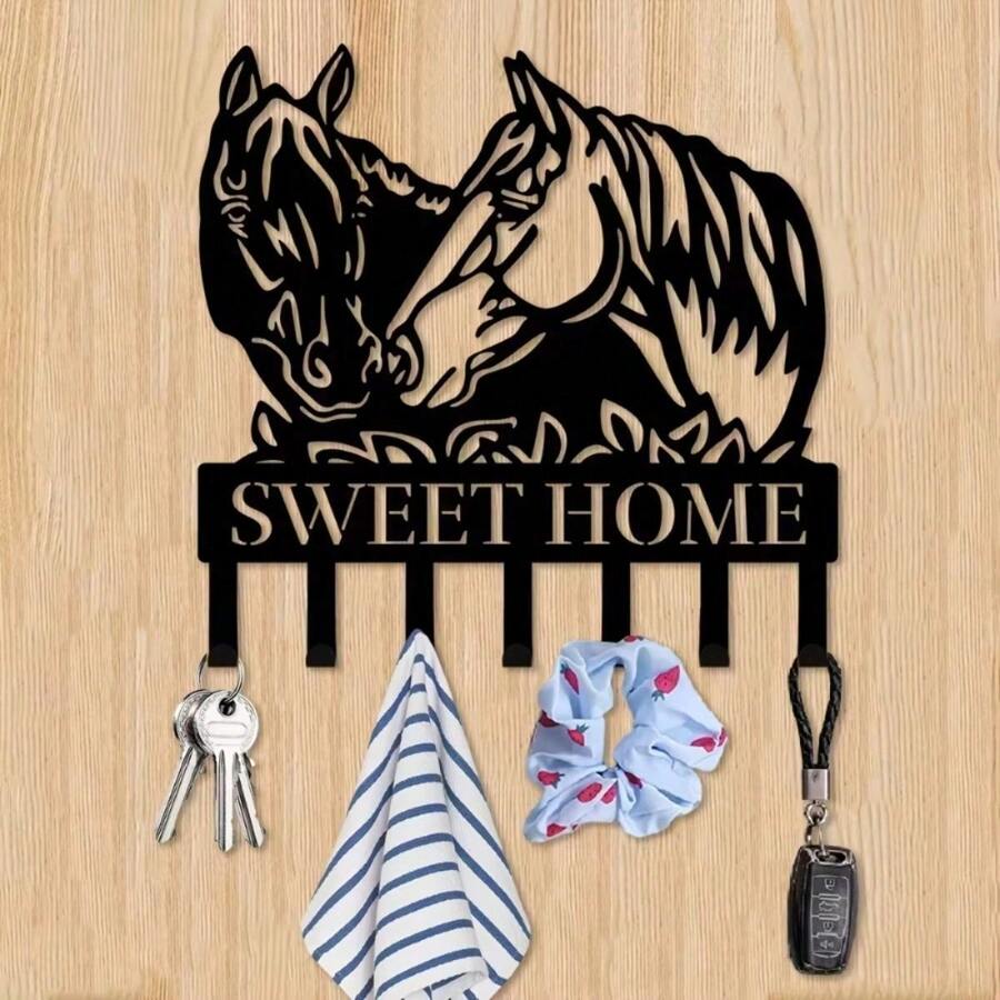 HELLOYOUNG 1 cái, Móc chìa khóa kim loại đầu ngựa treo tường, Móc chìa khóa túi đựng quần áo đa năng, Móc treo tường trang trí phòng khách, Tường kim loại, Thích hợp để trang trí nhà hiện đại, Trang trí phòng, Trang trí phòng ngủ, Trang trí phòng tắm, Chống thấm nước, Chống gỉ, Trang trí tường