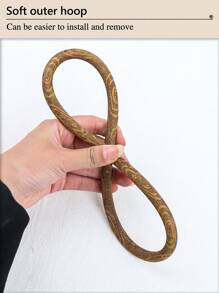 3 peças DIY Handmade Round Brown Retro Wooden Grain Cross Stitch Bordado Hoops, 7 opções de tamanho, material ABS + PVC de alta qualidade e durável, gancho de metal para pendurar, adequado para Halloween, Natal, chaveiro de telefone, bolsa, decoração de cabelo, mesa e decoração de carro - Castanho - Ver 7