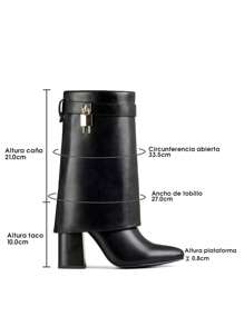 WEIDE Botas de tacón alto para mujer – Botines negros de invierno con puntera puntiaguda y diseño de caña, cómodos y a la moda para salidas y actividades al aire libre - Negro - Ver 8