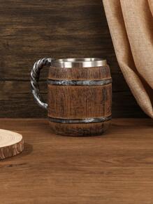 Kreative Holzfass Design Tasse, Edelstahl ausgefütterte Harzbecher, einzigartig für Bar, Schulanfang