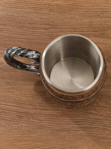 Kreative Holzfass Design Tasse, Edelstahl ausgefütterte Harzbecher, einzigartig für Bar, Schulanfang