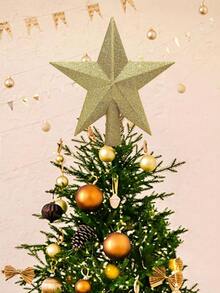 6 英寸闪光圣诞树顶饰防碎圣诞树装饰树顶适合节日装饰或家居装饰最佳礼物 - 彩色 - 查看 4