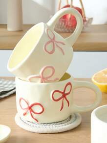 1 件 3D 手绘蝴蝶结马克杯，3D 浮雕手绘蝴蝶结陶瓷杯奶油色手工造型陶瓷礼品杯，适用于餐厅、客厅、咖啡厅、派对使用 - 多色 - 查看 8