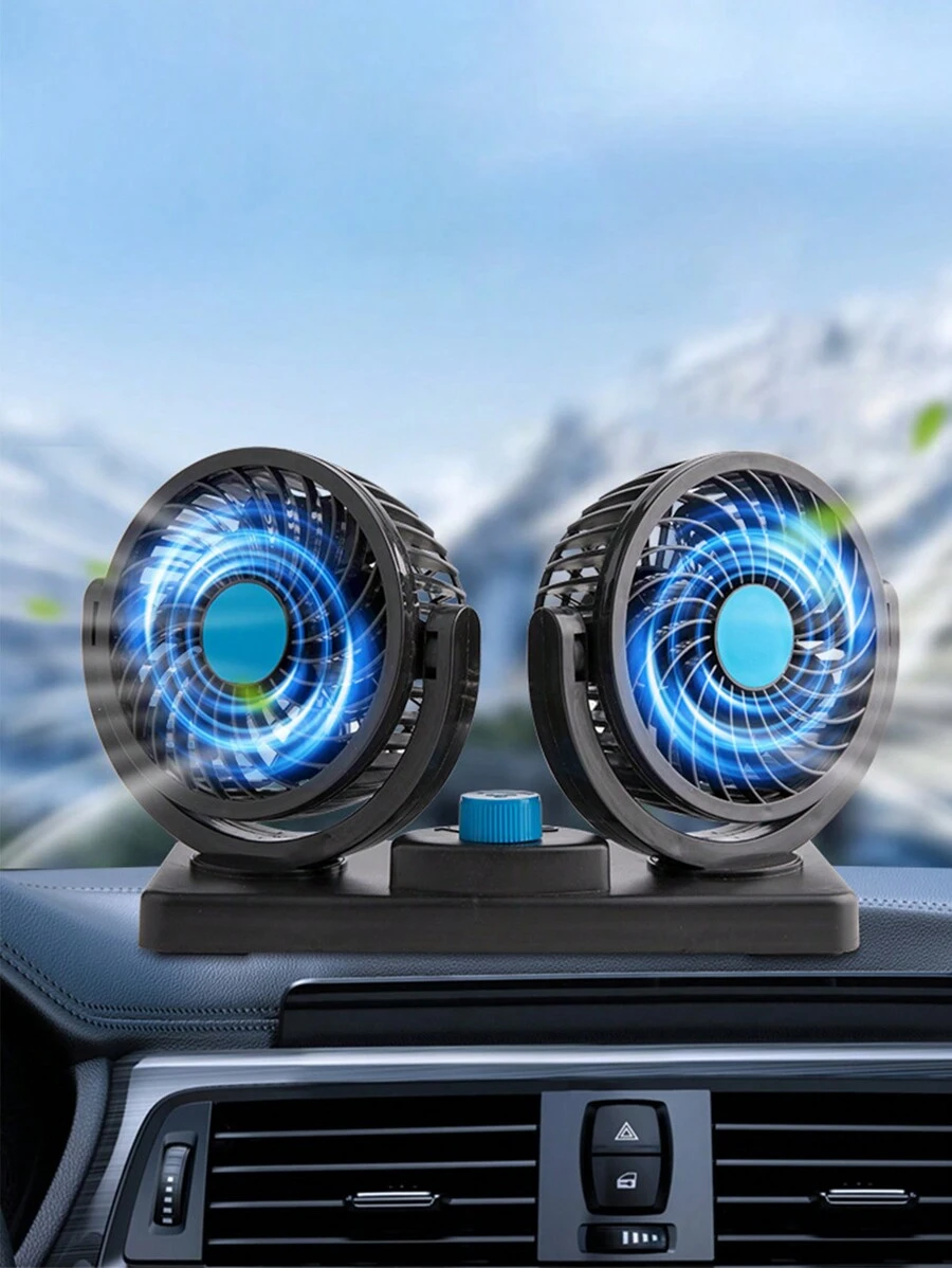 1 Pieza Ventilador Doble Para Automovil Ajustable Portatil,,Ventilador De Automóvil, Potente Ventilador Eléctrico De Doble Cabeza Con Interface Usb De 12v24v Para El Asiento Trasero, Viento Fuerte, Pequeño Y Portátil, No Ocupa Espacio En El Coche, Suministros Para Picnic De Verano Esenciales Para Viajar En Coche, Vacaciones En La Playa, Suministros Back-to-school,uen auxiliar para eliminar el calor del verano