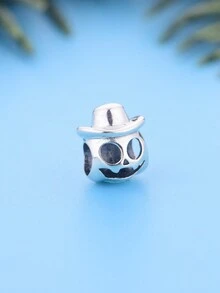 HuooNew 1 hạt cườm hình quả bí ngô bằng bạc Sterling 925 tối giản, phù hợp làm đồ trang sức Halloween, phù hợp cho cả nam và nữ, trang trí tiệc - Bạc - Xem 2