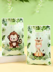 50pcs Jungle Animal Handbags Gift Bags, Jungle Animal Theme Birthday Babe Shower Gift Party Packaging Bags, Jungle Animal Theme Gift Bags Gift Packaging Supplies, 1st Birthday Party Supplies, Jungle Animal Decor Party Favor