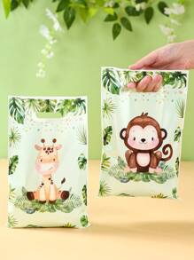 50pcs Jungle Animal Handbags Gift Bags, Jungle Animal Theme Birthday Babe Shower Gift Party Packaging Bags, Jungle Animal Theme Gift Bags Gift Packaging Supplies, 1st Birthday Party Supplies, Jungle Animal Decor Party Favor