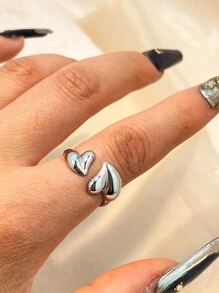 1pc Women's Minimalist Fashion Heart-Shaped Open Ring, 18K Gold Plated Stainless Steel, Stylish Design, Valentine's Gift Valentines