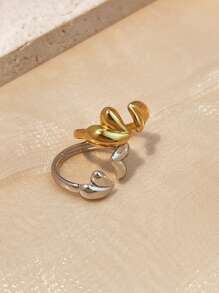 1pc Women's Minimalist Fashion Heart-Shaped Open Ring, 18K Gold Plated Stainless Steel, Stylish Design, Valentine's Gift Valentines