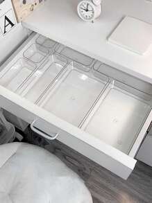 1件/3件/4件/5件/7件/11件装多尺寸化妆品收纳盒，护肤品整理托盘，多功能桌面收纳盒，适用于卧室、宿舍，可作珠宝盒、收纳袋、化妆刷架、化妆刷收纳盒、香水收纳盒、化妆包，女士礼物，圣诞礼物，女士礼物创意，房间装饰 - 無色 - 查看 1