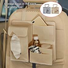 1 túi đựng đồ lót nỉ treo ghế sau xe hơi, túi treo đa chức năng, có thể tái sử dụng, có màu be hoặc xám - Túi treo đựng đồ - Xem 2