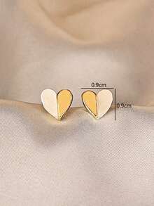1 Cặp Hoa tai thời trang tối giản đa năng phối màu hình trái tim và vỏ sò, Hoa tai thanh lịch nhỏ thời trang cho phụ nữ - Nhiều màu - Xem 3