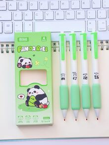 4 PCs In A Box, Quick-Drying Pens, Cute Students, Comfortable And Continuous Brushes, Sponge Sheaths, Highly Attractive Black Ink Core Gel Pens - Multicolor - View 1