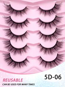 5 对假睫毛自然睫毛立体仿貂皮睫毛适合日常佩戴 - 黑色 - 查看 5